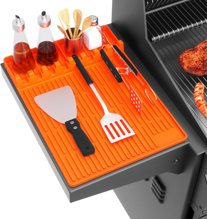 snuggery Silicone Griddle Tool Mat for Blackstone, 16"x11.5" Easy to Clean Heat Resistant Non-Stick Antislip Spatula Mat for Outdoor Grill BBQ Cooking Kitchen Counter (Orange) - Image 1